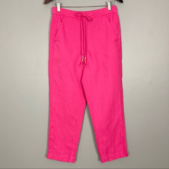 J. Crew Tie-Waist Seaside Pants Women’s Size XS Tassels Pockets Linen Blend - Picture 3 of 11
